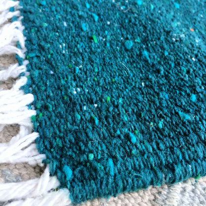 Woven Mexican Zapotec fish rug tapestry - 19x31"