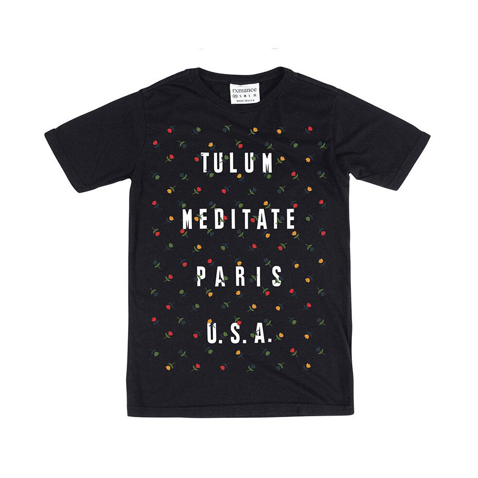 RXMANCE black flowers crop tee - size xl
