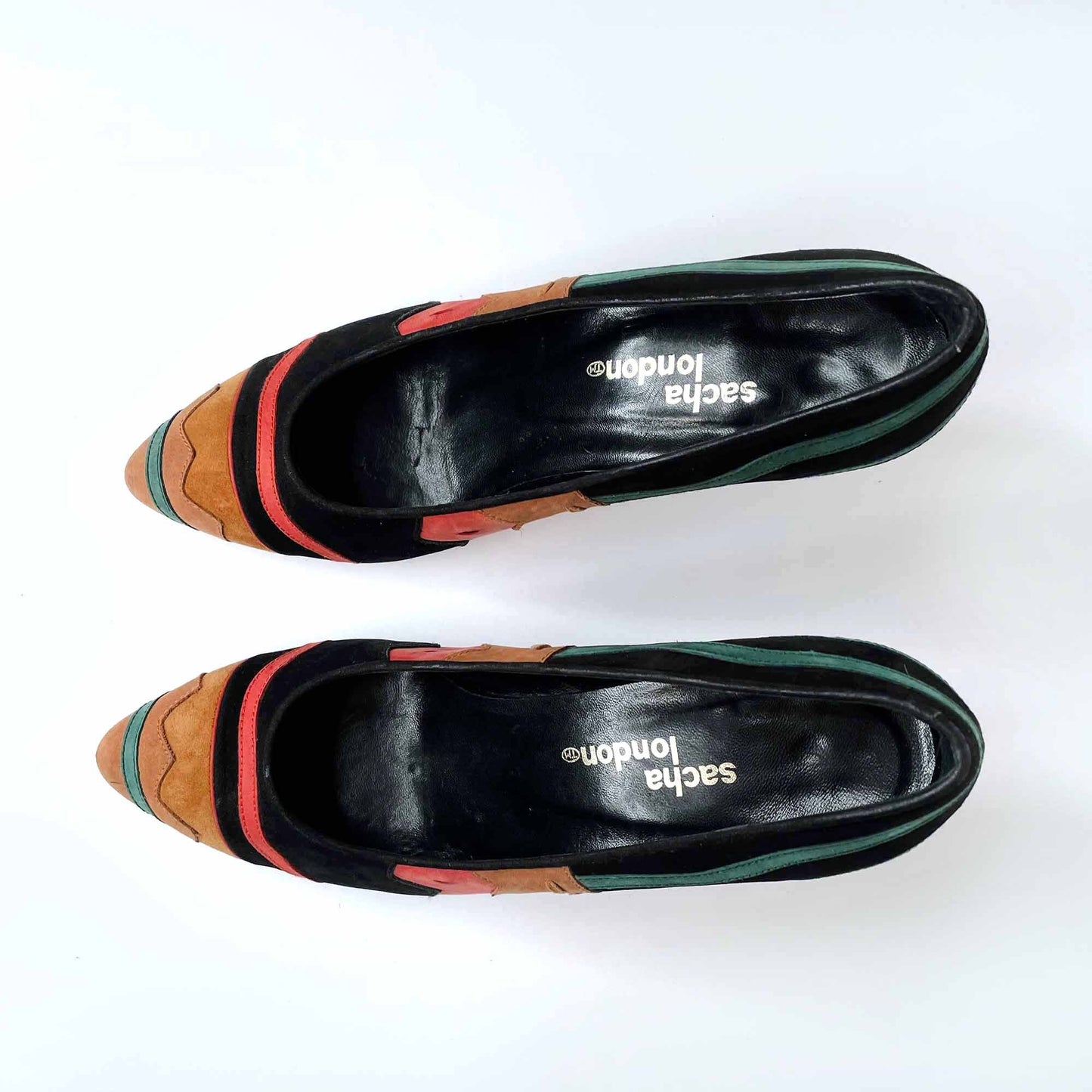 vintage sacha london suede pattern cut out heel pumps - size 7