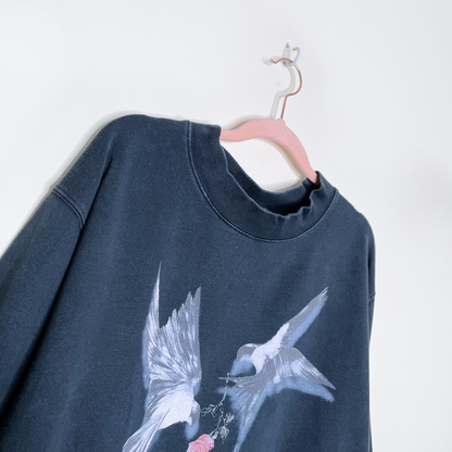all saints lovers tie hummingbirds graphic boxy sweatshirt - size medium