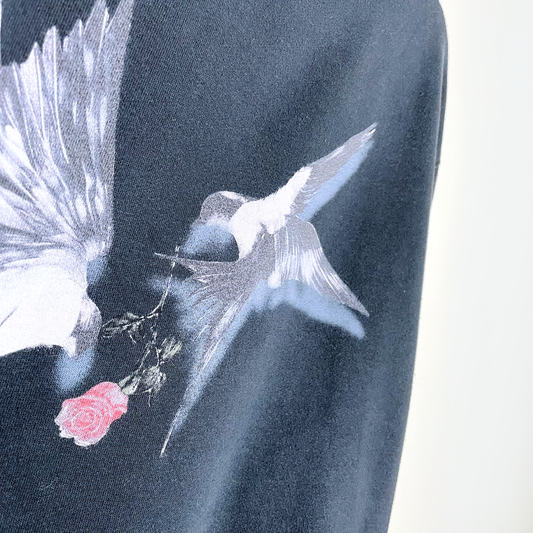 all saints lovers tie hummingbirds graphic boxy sweatshirt - size medium