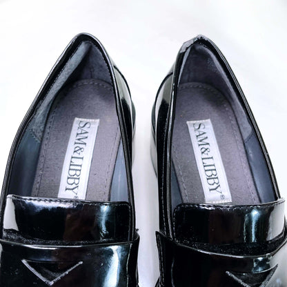 vintage 90s sam & libby black patent chunky loafers - size 6