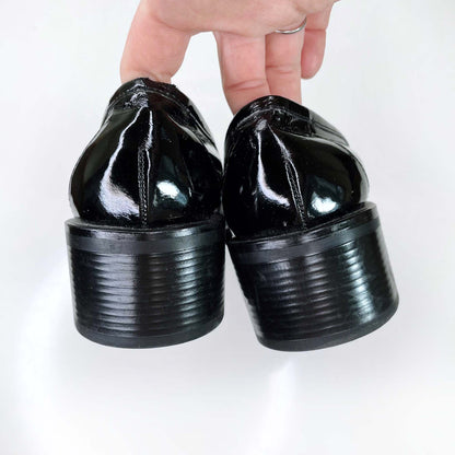 vintage 90s sam & libby black patent chunky loafers - size 6