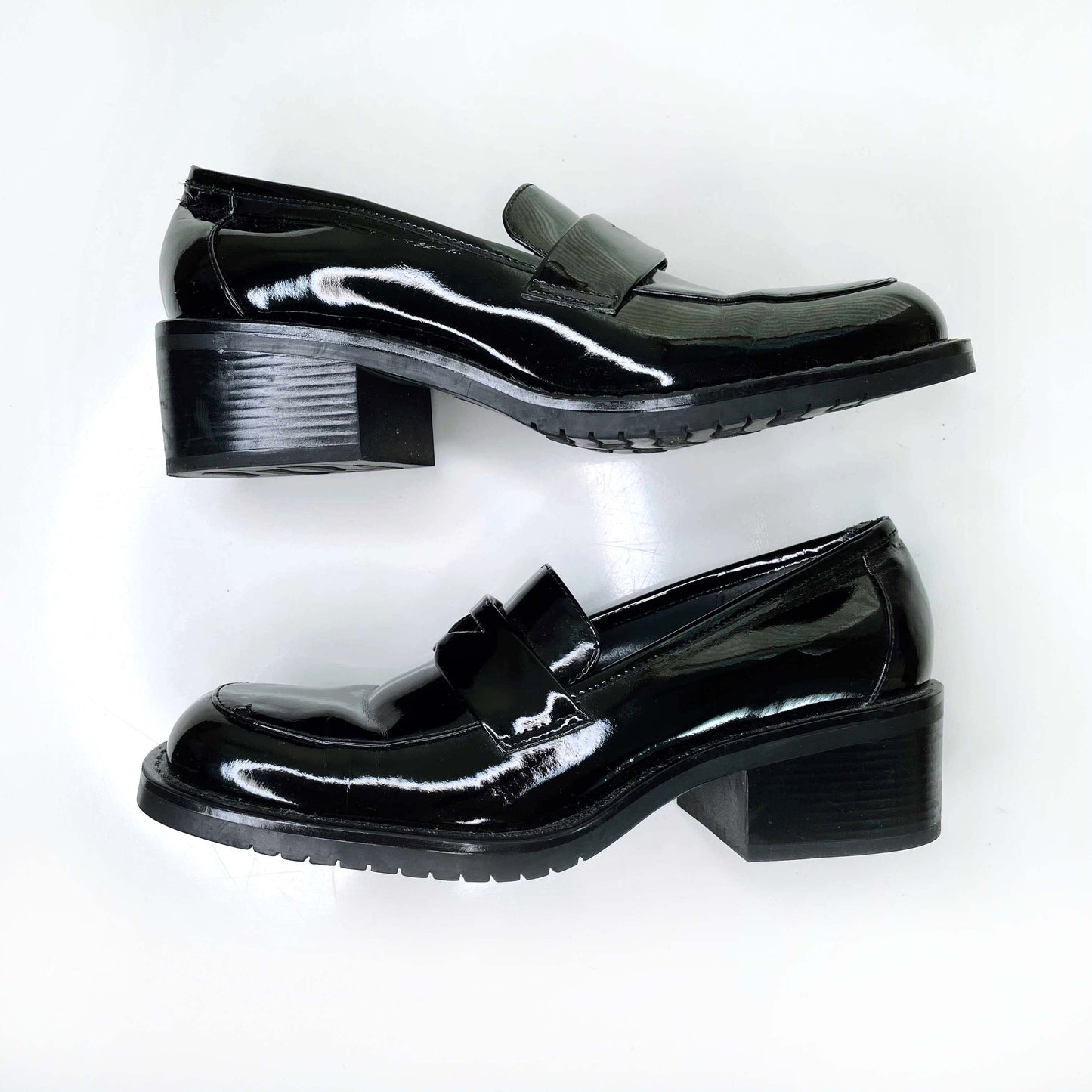 vintage 90s sam & libby black patent chunky loafers - size 6