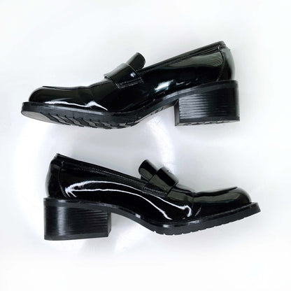 vintage 90s sam & libby black patent chunky loafers - size 6