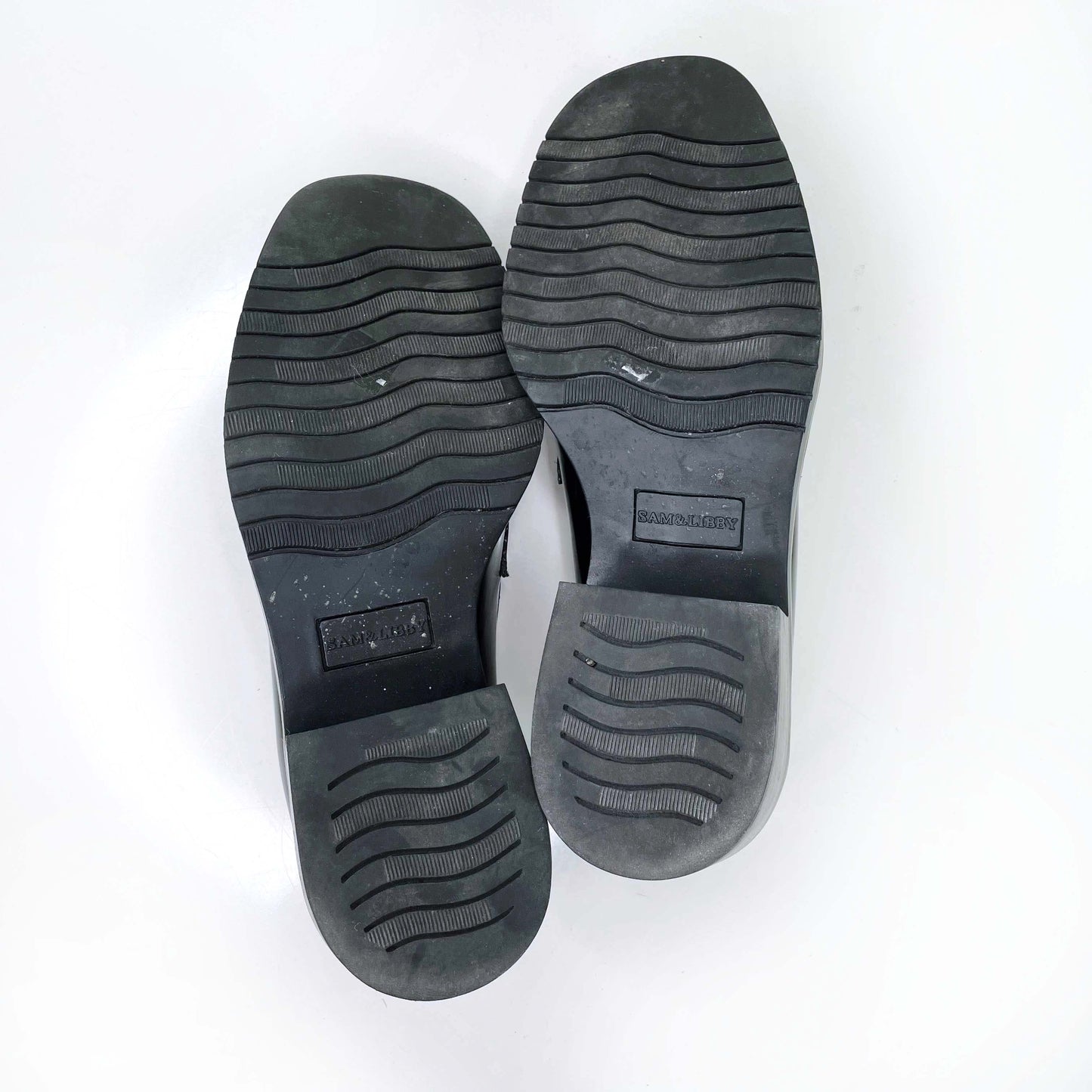 vintage 90s sam & libby black patent chunky loafers - size 6
