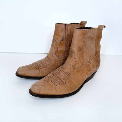 vintage joe sanchez leather ankle festival western cowboy boots - size 39