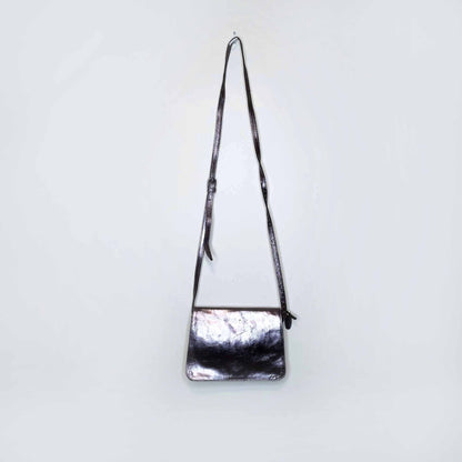 sandwich metallic leather crossbody