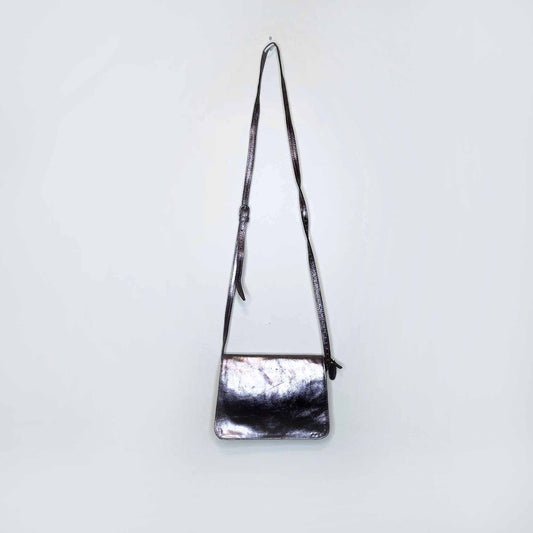sandwich metallic leather crossbody