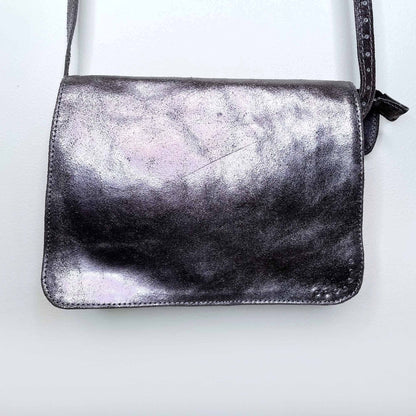 sandwich metallic leather crossbody