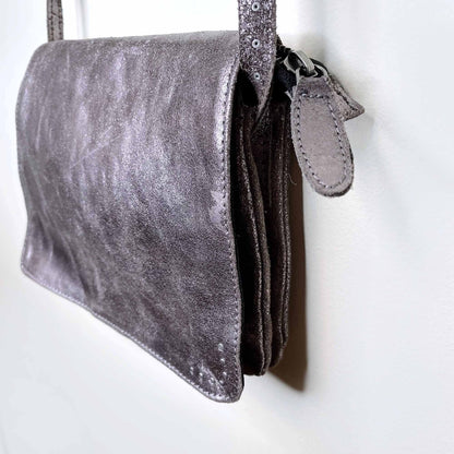 sandwich metallic leather crossbody