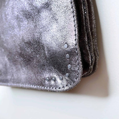 sandwich metallic leather crossbody