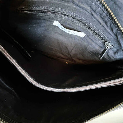 sandwich metallic leather crossbody