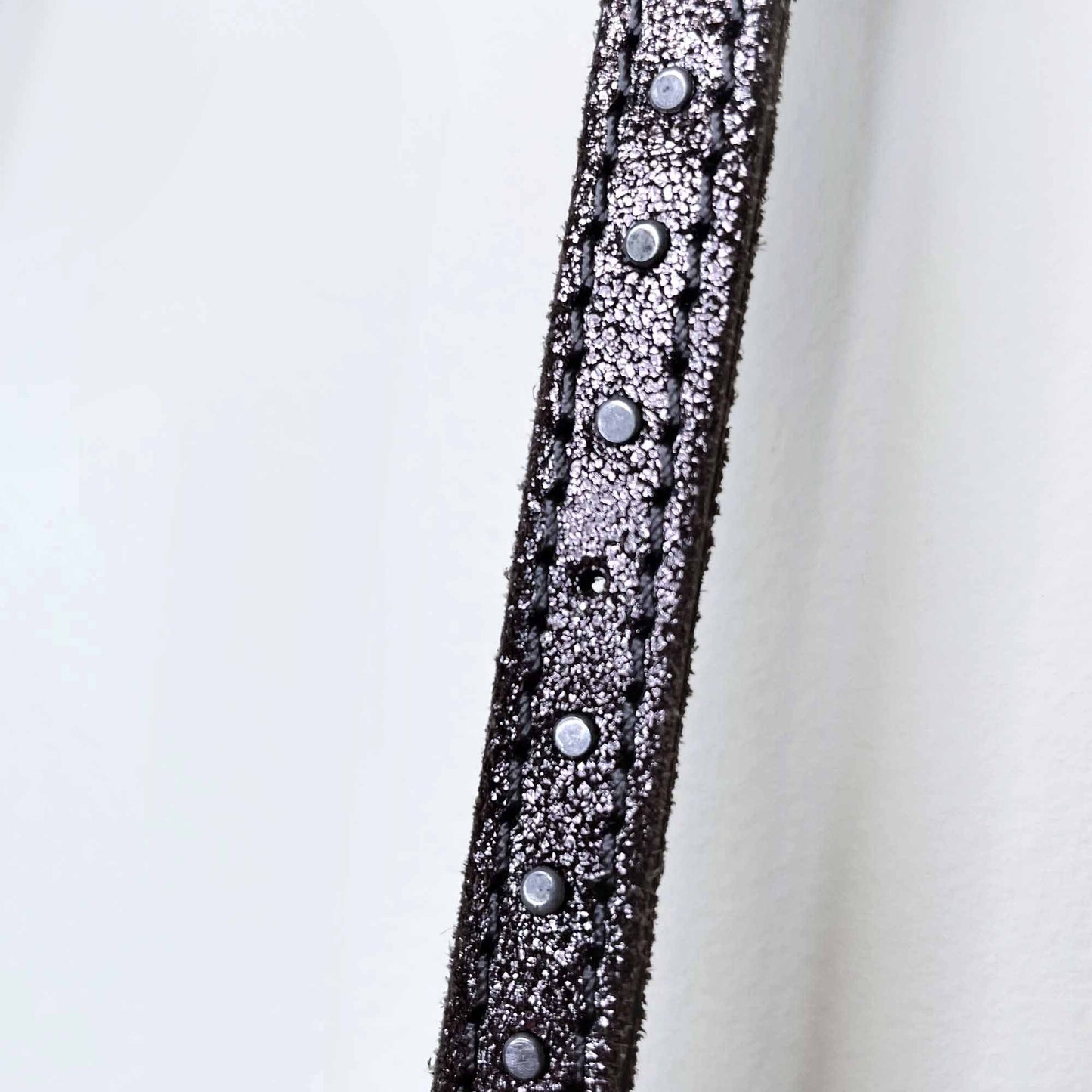 sandwich metallic leather crossbody