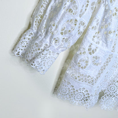 nwt sandro crochet lace single button wrap blouse - size 3 (large