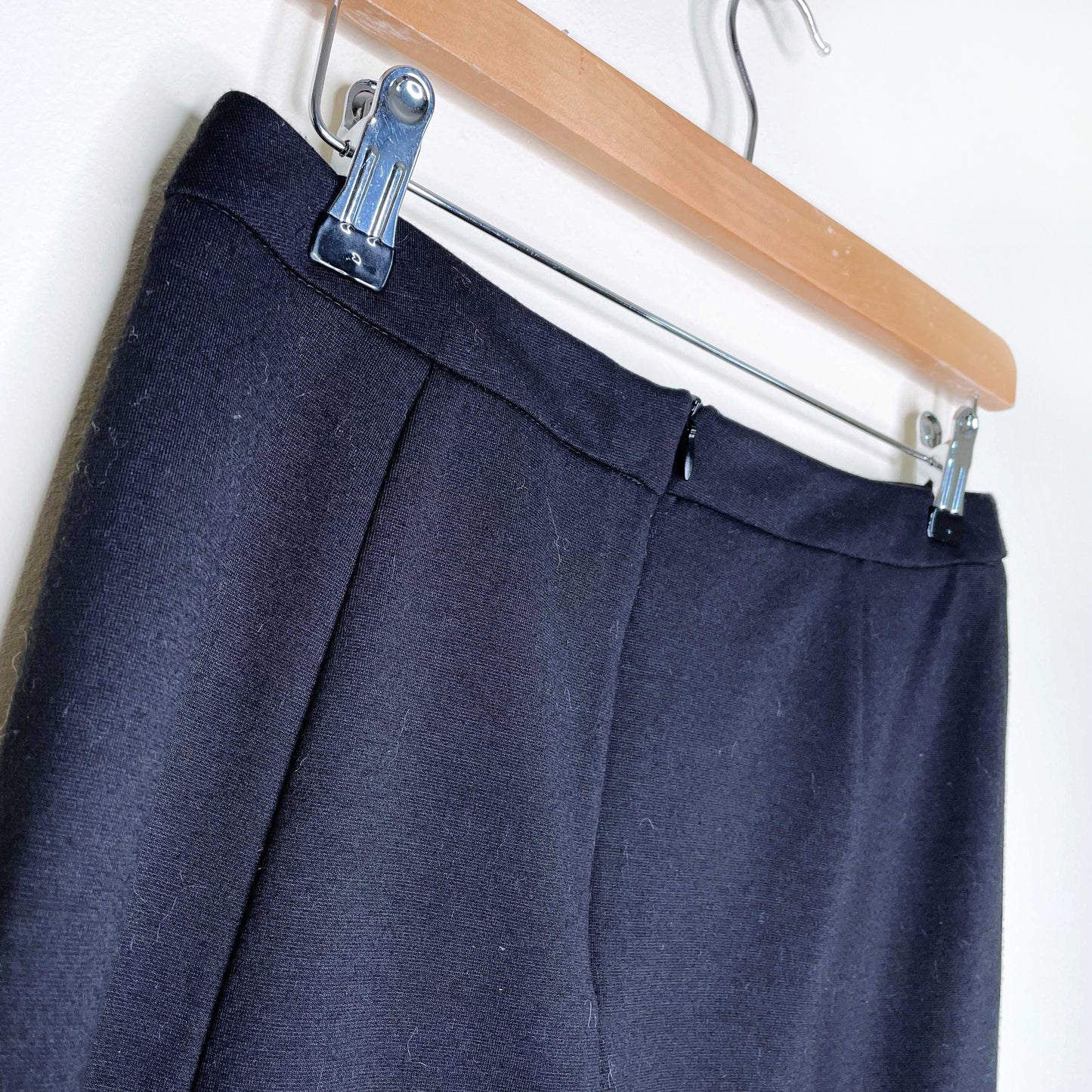 sandro black mini skirt with faux leather peplum hem - size 2