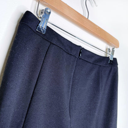 sandro black mini skirt with faux leather peplum hem - size 2