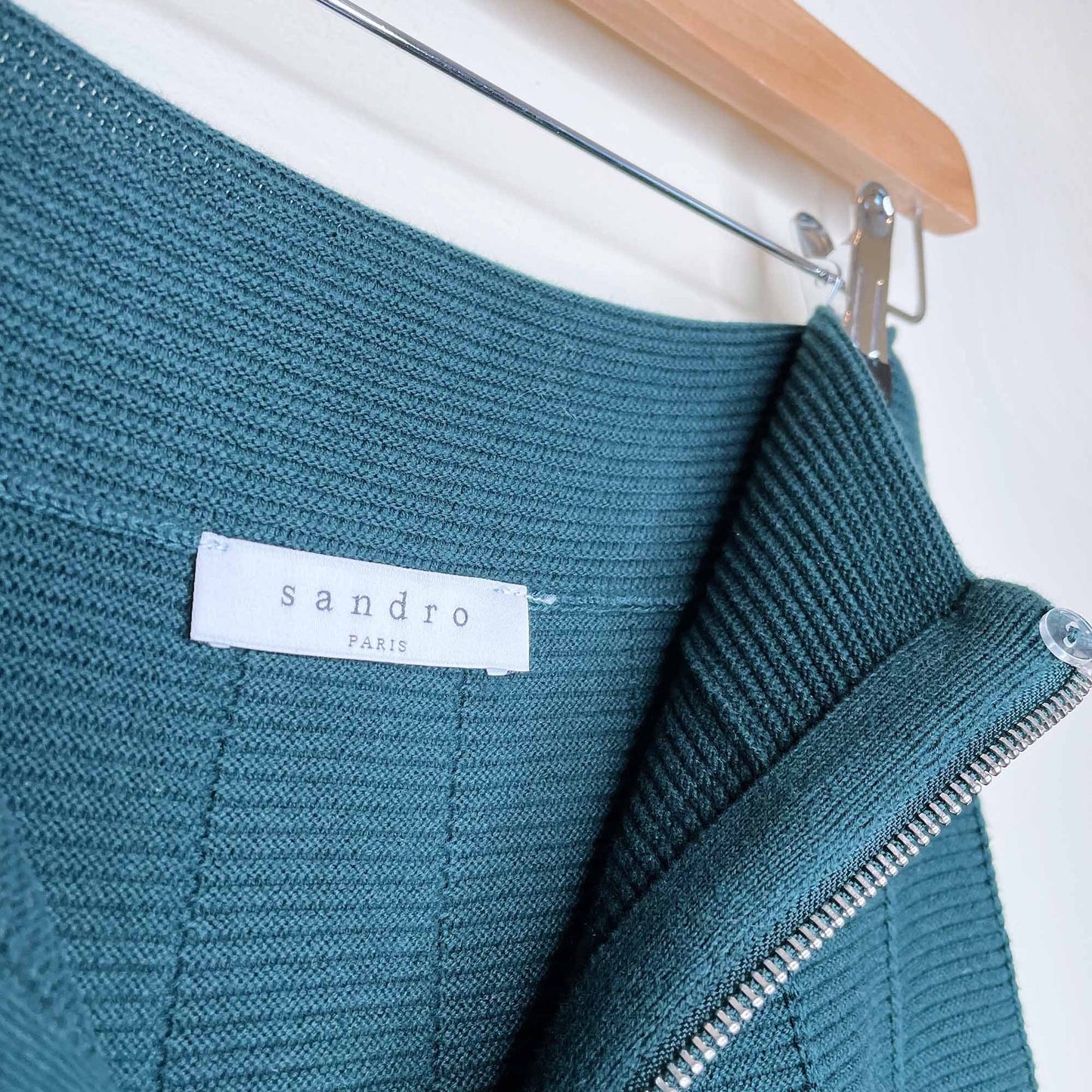 sandro paris high rise zip front knit mini skirt - size 3