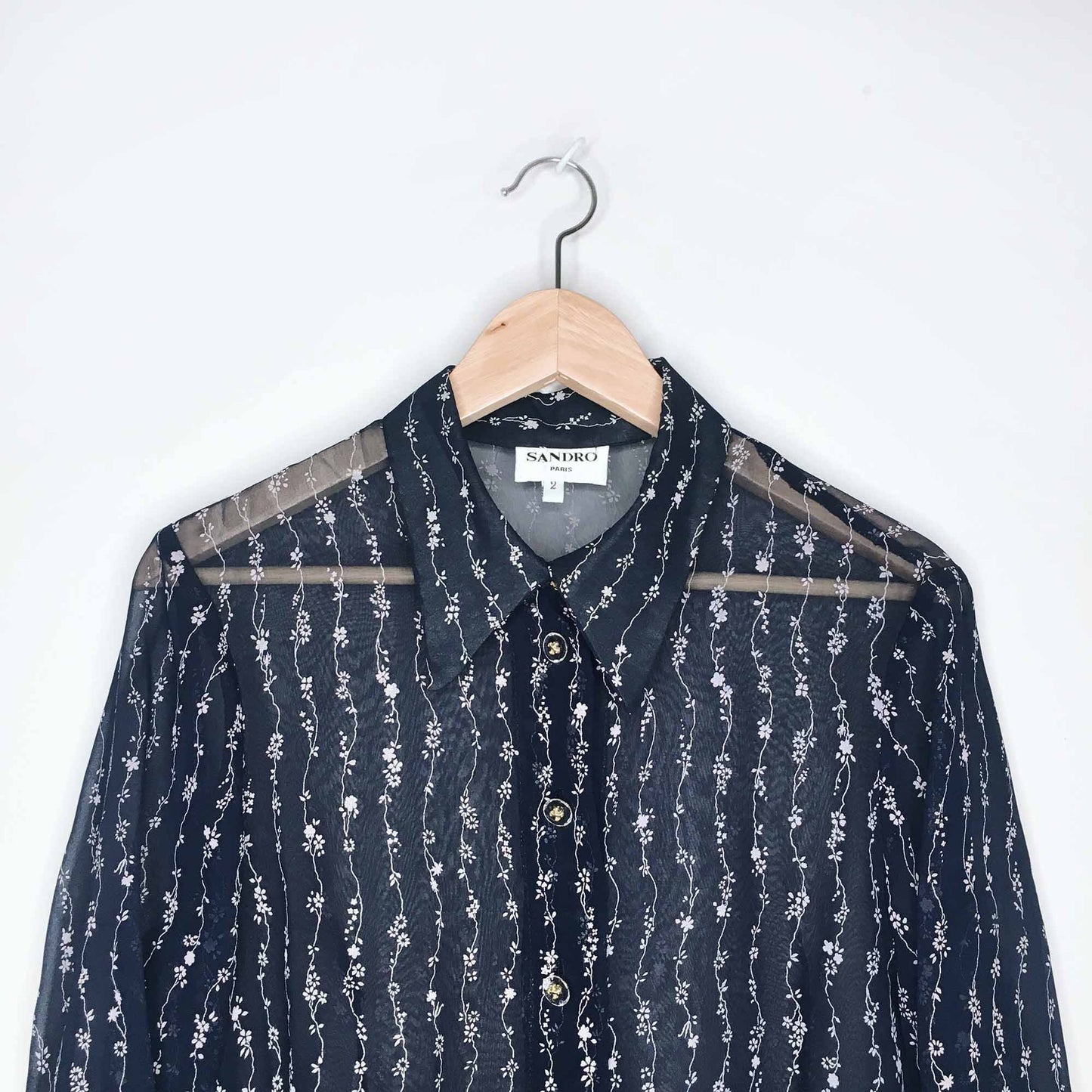 Vintage 70's Sandro Paris button down blouse - size 2