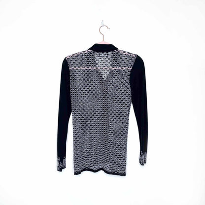 vintage 00's sandro crochet mesh button down shirt - size xs