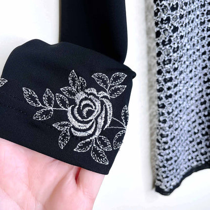 vintage 00's sandro crochet mesh button down shirt - size xs