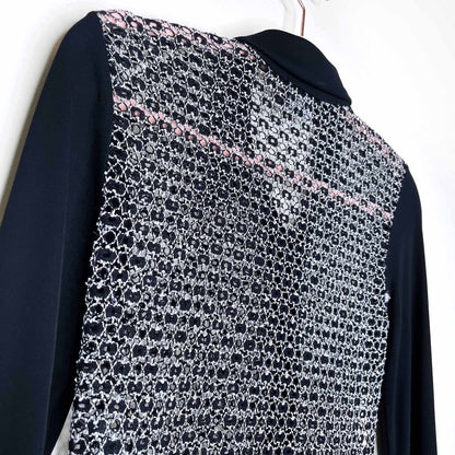 vintage 00's sandro crochet mesh button down shirt - size xs