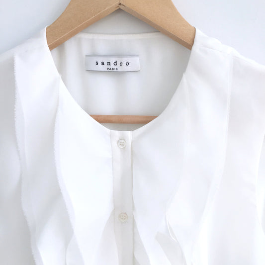 Sandro Crop Ruffle Blouse - size Small
