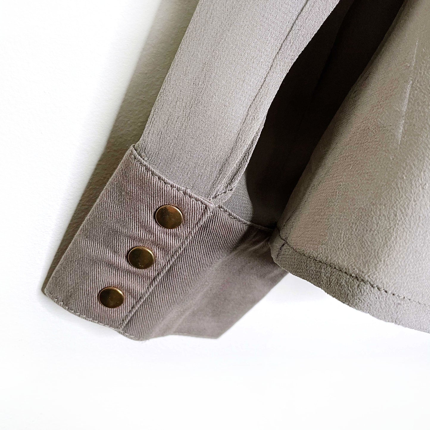 sass and bide silk chiffon twill combo utility button down shirt - size 44