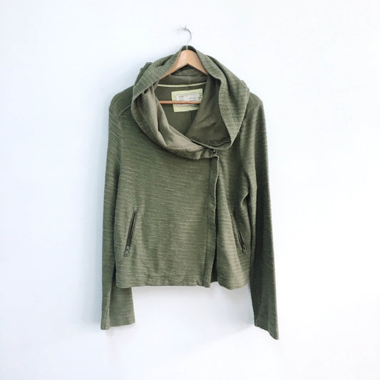 Saturday Sunday Hooded Zip Moto Jacket - size Large