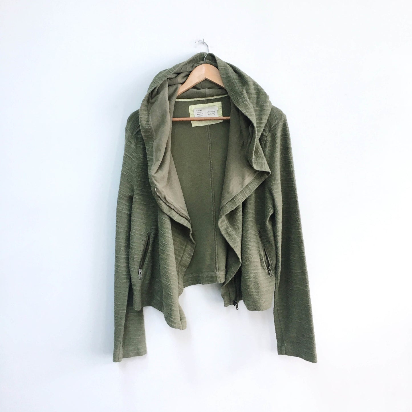 Saturday Sunday Hooded Zip Moto Jacket - size Large