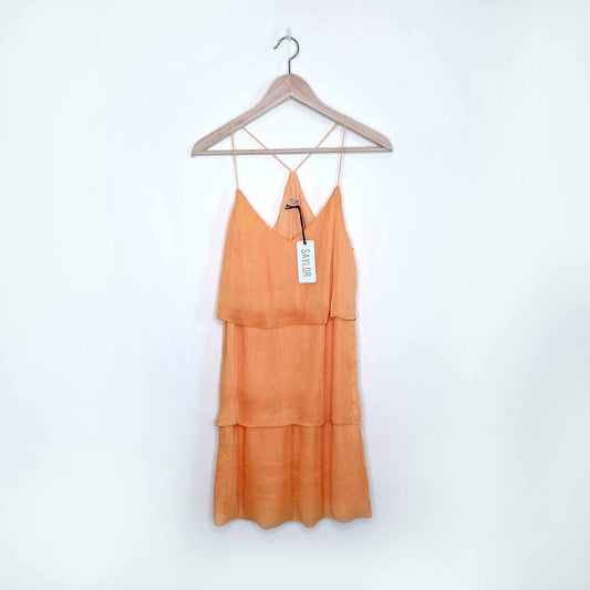 NWT Saylor Say-Luela tiered mini dress in mustard - size Small