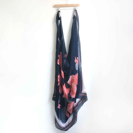 Large lightweight poppy scarf with tassels - 48" x 74"
