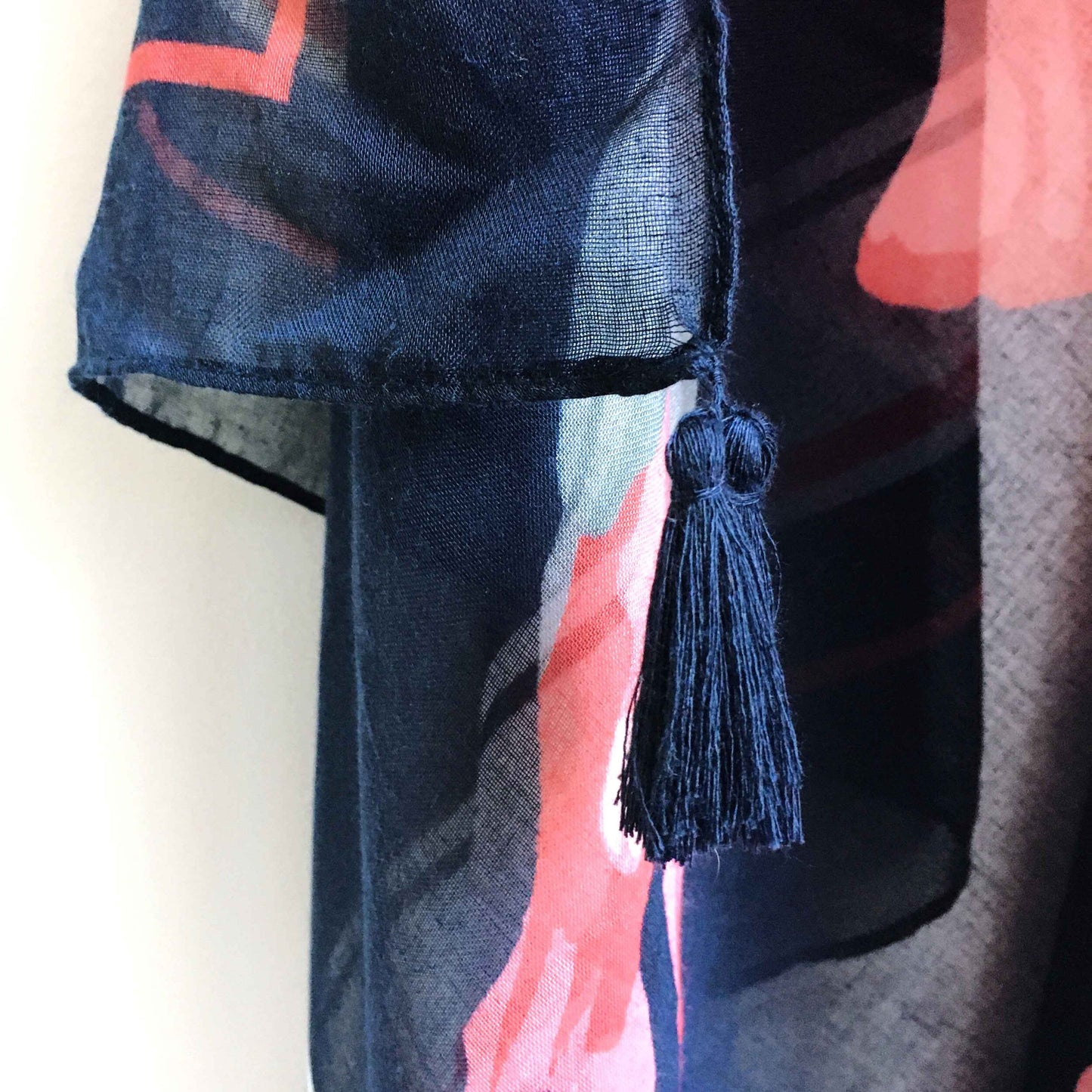 Large lightweight poppy scarf with tassels - 48" x 74"