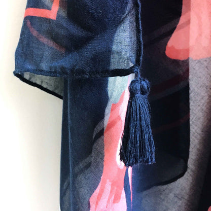 Large lightweight poppy scarf with tassels - 48" x 74"