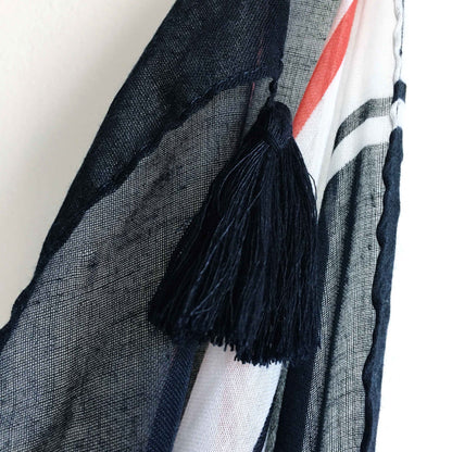 Large lightweight poppy scarf with tassels - 48" x 74"