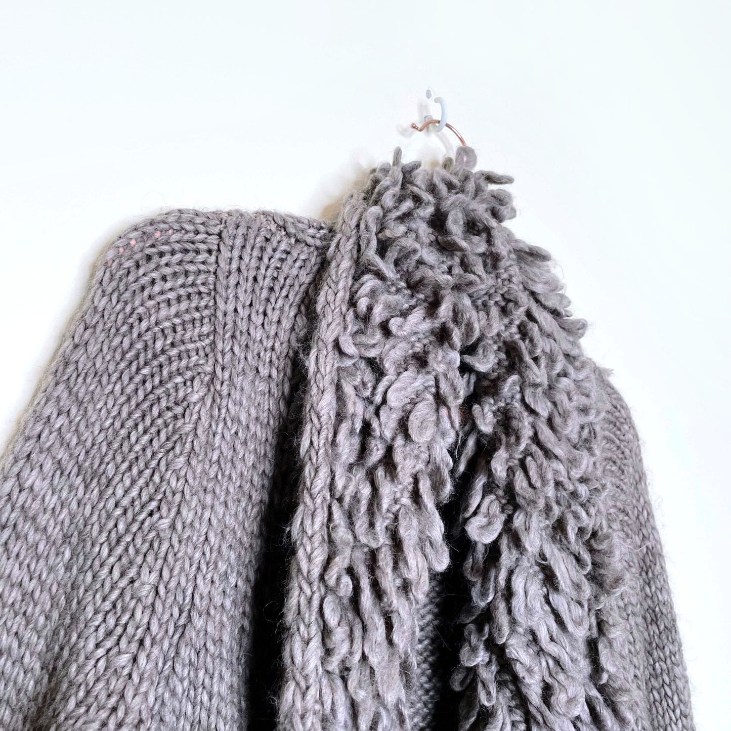 new scotland loop-stitch collar belted wool-alpaca cardigan - size small