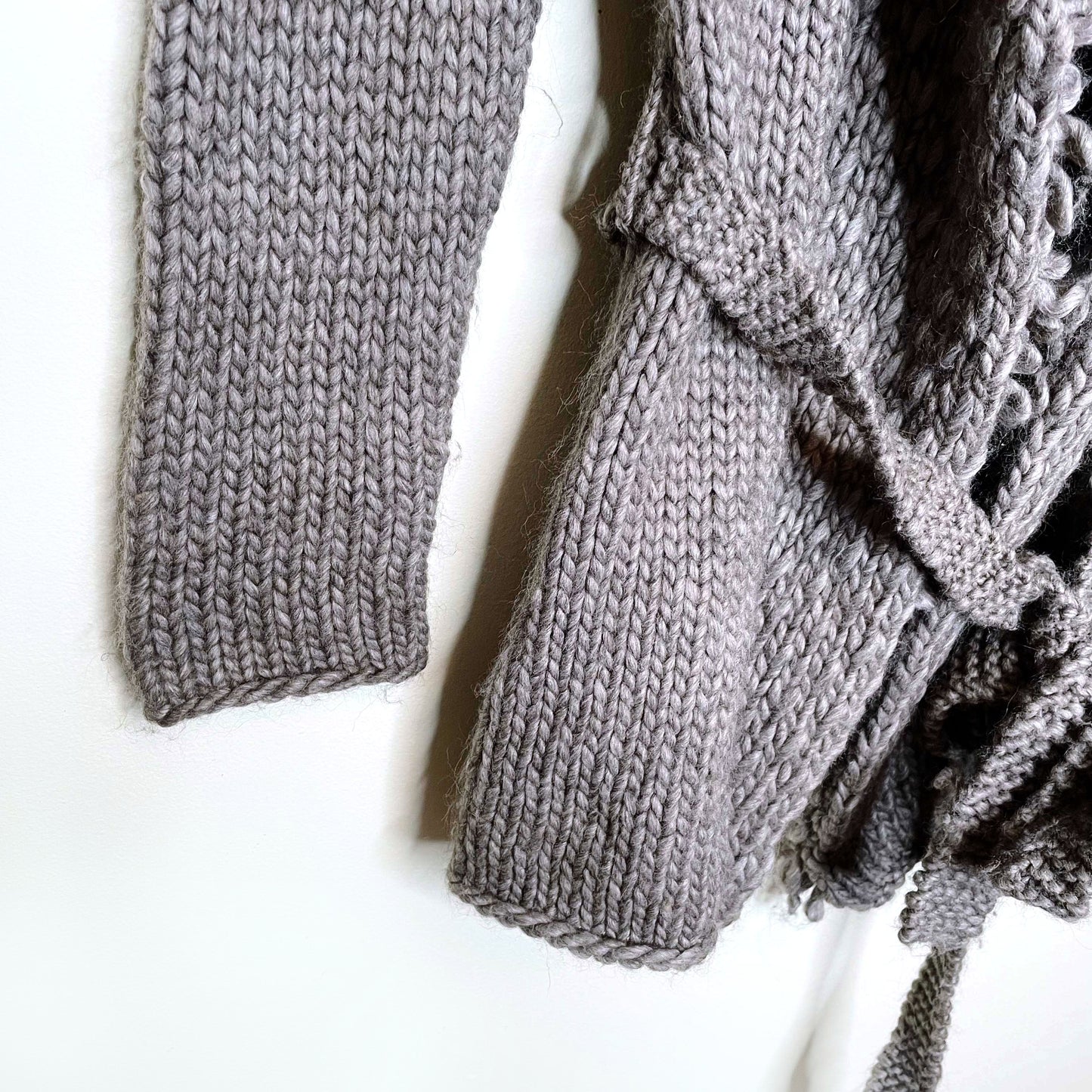 new scotland loop-stitch collar belted wool-alpaca cardigan - size small