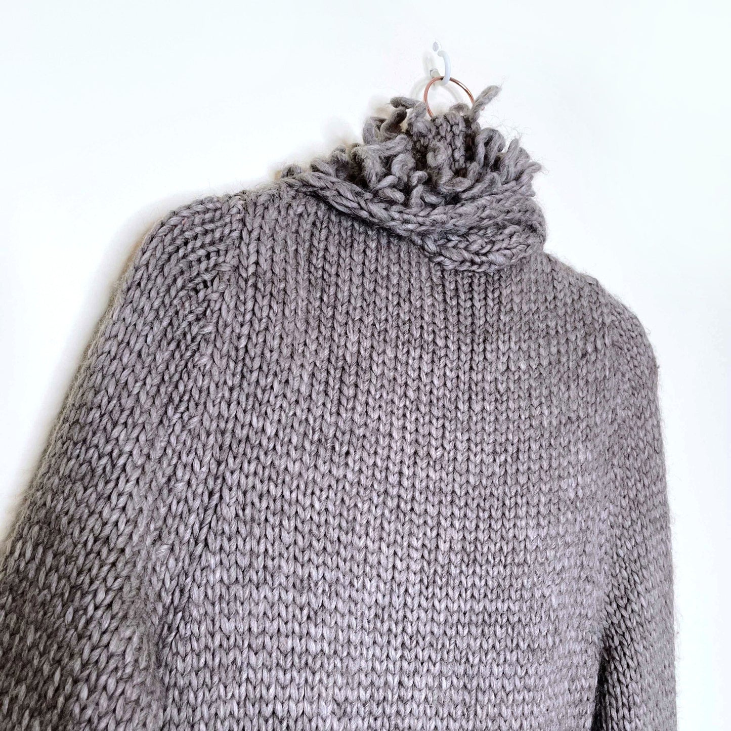 new scotland loop-stitch collar belted wool-alpaca cardigan - size small