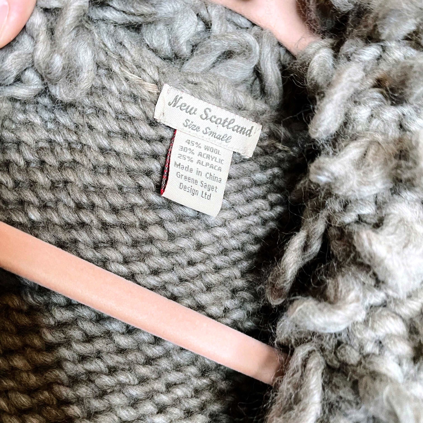 new scotland loop-stitch collar belted wool-alpaca cardigan - size small