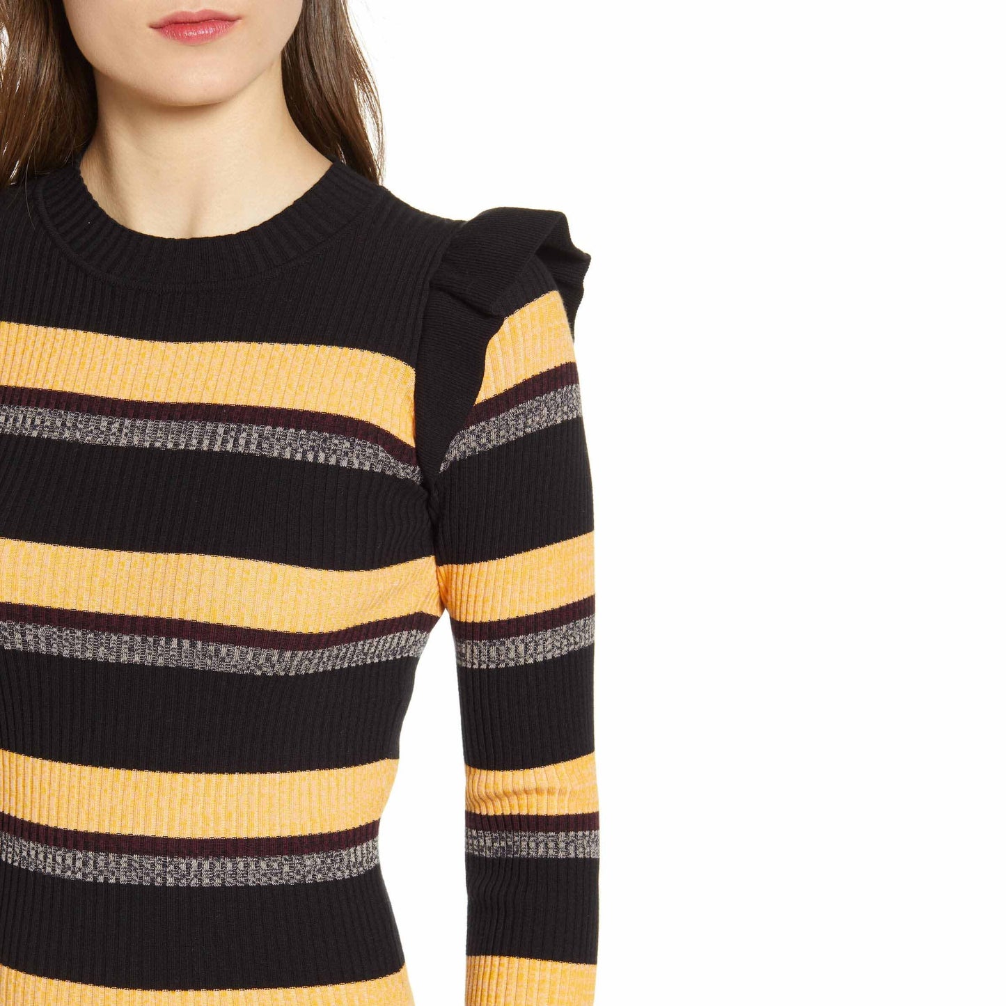 nwt scotch & soda rib long sleeve ruffle shoulder dress - size Small