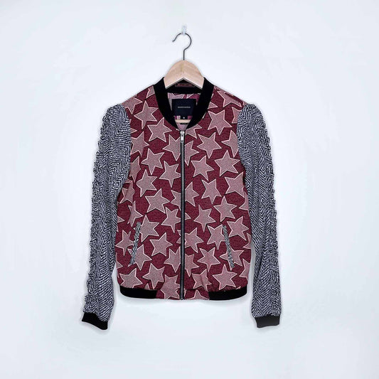maison scotch star contrast bomber jacket - size xs