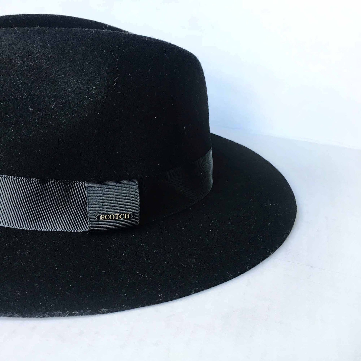 Scotch & Soda unisex black wool felt boston fedora hat - OS