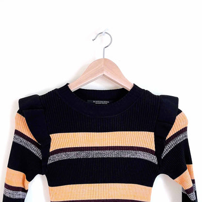 nwt scotch & soda rib long sleeve ruffle shoulder dress - size Small