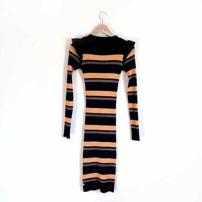 nwt scotch & soda rib long sleeve ruffle shoulder dress - size Small