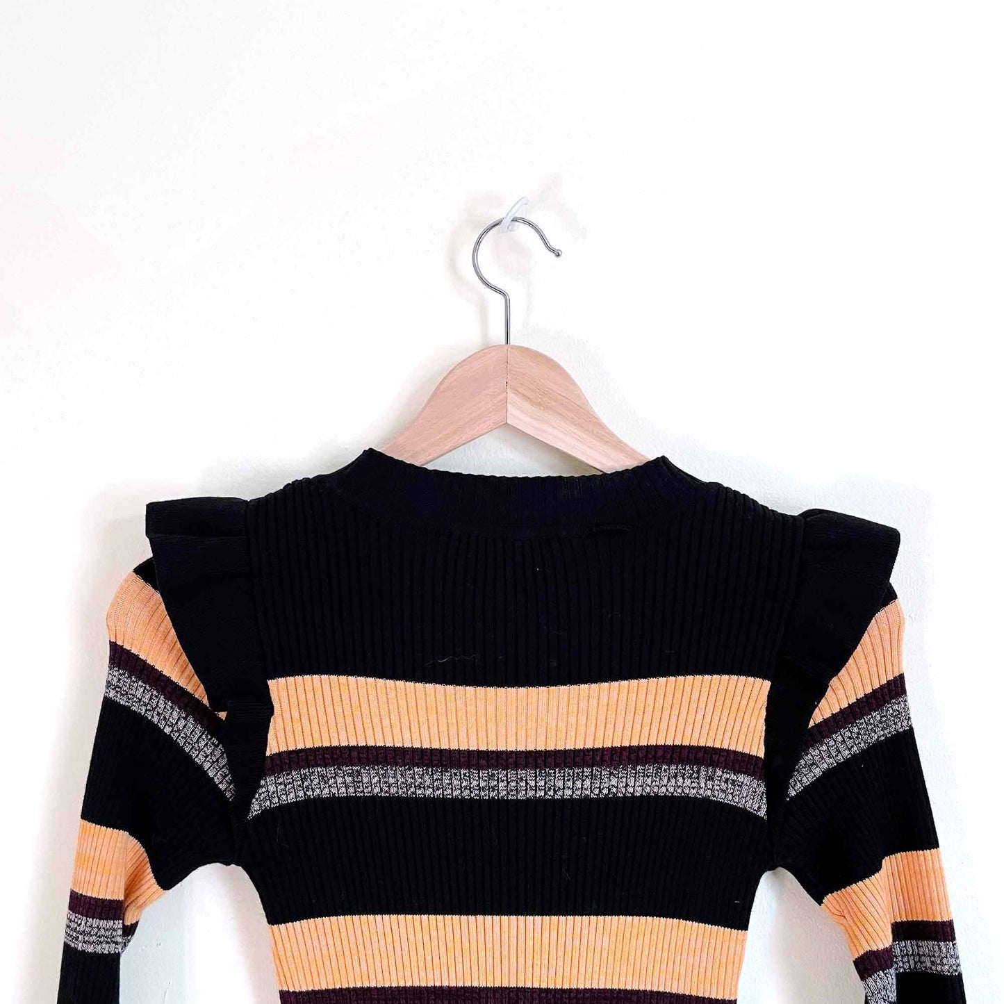 nwt scotch & soda rib long sleeve ruffle shoulder dress - size Small