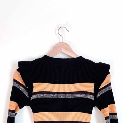 nwt scotch & soda rib long sleeve ruffle shoulder dress - size Small