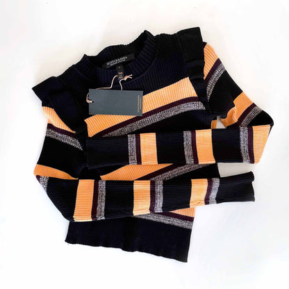 nwt scotch & soda rib long sleeve ruffle shoulder dress - size Small