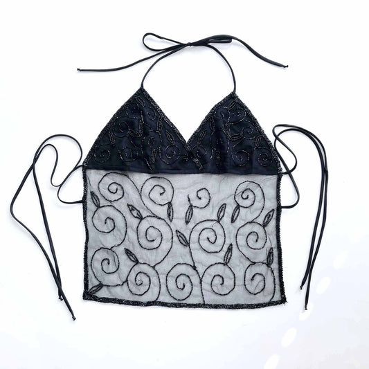 vintage 90's seduction beaded halter - size medium