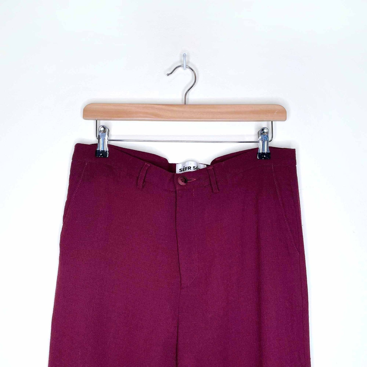 séfr séfr wool-blend crepe tapered leon trouser - size medium