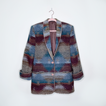 vintage serape navajo style blanket jacket - size 7/8